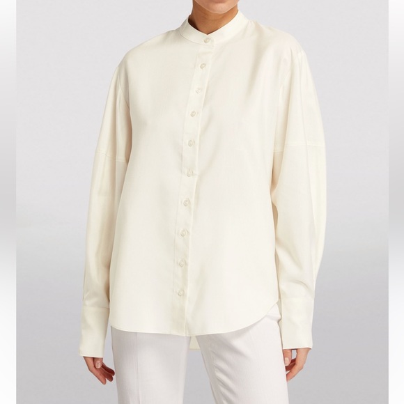 St. John Collection Marie 100% Silk Button Up Mandarin Blouse NEW $695 Small - Picture 6 of 13